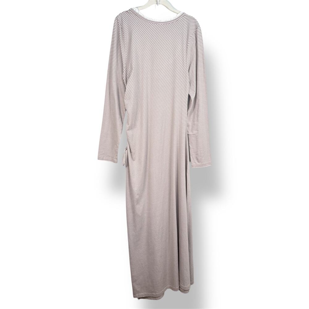 Anthropologie Daily Practice Striped Long Sleeve Slit Fitted Ruched Maxi Dress - Picture 9 of 13